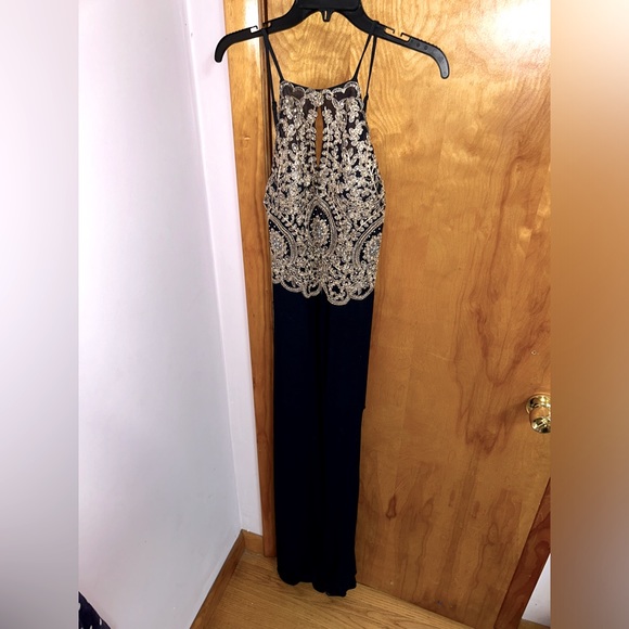 blue and gold dress macys Sexy Deep V-Neck Rose Gold Sequins Mermaid Black Long Backless Prom Dresses  – JLDressCA